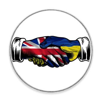 I Stand With Ukraine UK British Flag - Round  fridge magnet - white - Front