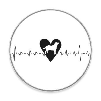 Labrador Heart Line - Round  fridge magnet - white - Front