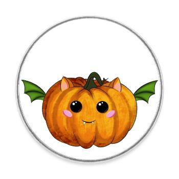Citrouille d’Halloween - Magnet rond - blanc - Devant
