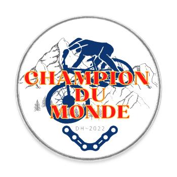Champion vtt autocollant - Magnet rond - blanc - Devant