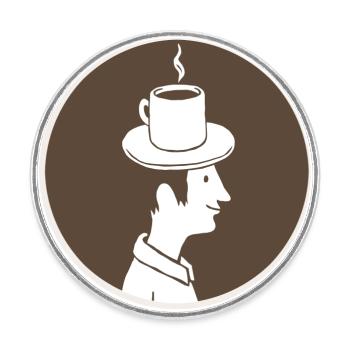 Homme chapeau de café - Magnet rond - blanc - Devant