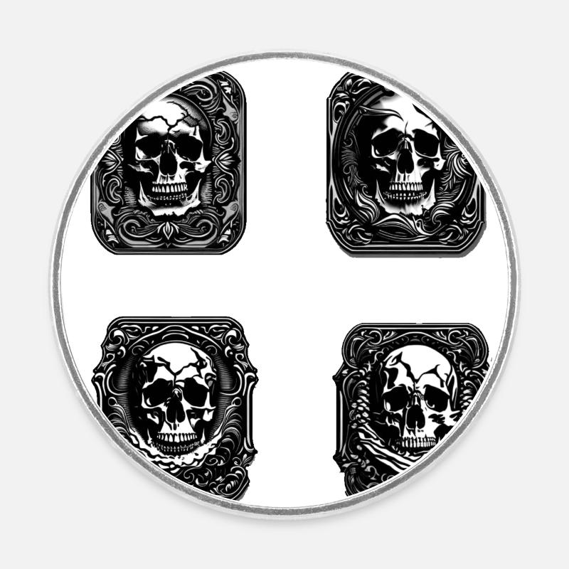 Totenköpfe Totenkopf - Runder Kühlschrankmagnet - Weiß