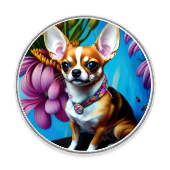 Chihuahua - Darling - Round  fridge magnet - white - Front