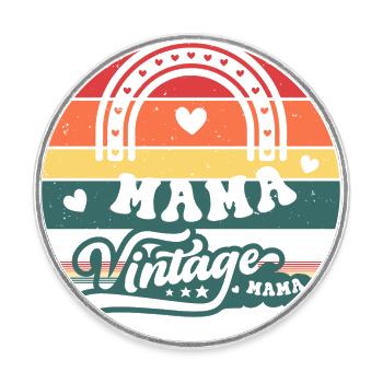 Maman Vintage - Magnet rond - blanc - Devant