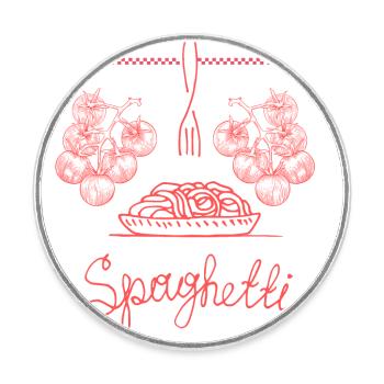 Spaghetti - Runder Kühlschrankmagnet - Weiß - Vorne