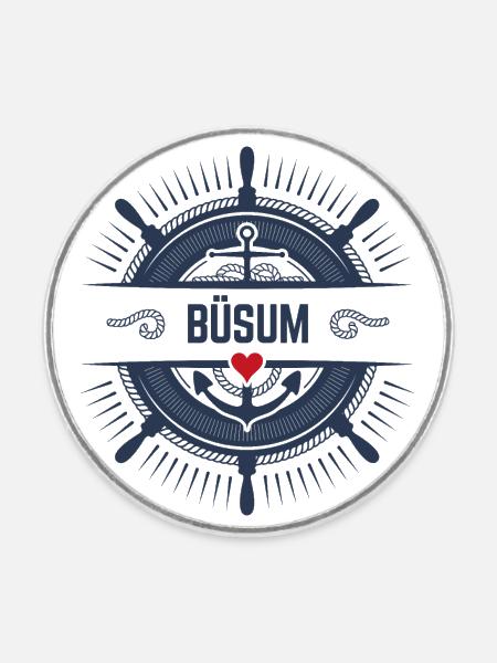 Büsum - Runder Kühlschrankmagnet - Weiß