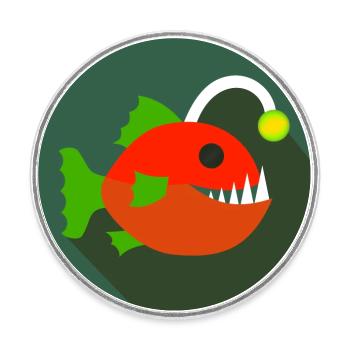 Lantern fish deep sea fish frogfish motif - Round  fridge magnet - white - Front