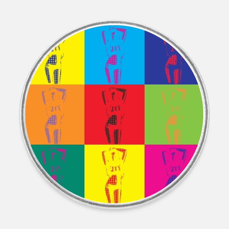 Pop Art Frau Retro Kunst Geschenk - Runder Kühlschrankmagnet - Weiß