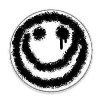 Exaggerated grin Smilie black - Round  fridge magnet - white - Front