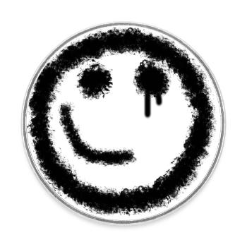 OK Smilie black - Round  fridge magnet - white - Front