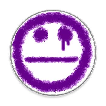 smilie neutral purple - Round  fridge magnet - white - Front