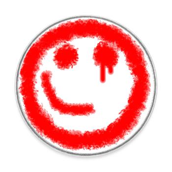 smilie half grin red neon - Round  fridge magnet - white - Front