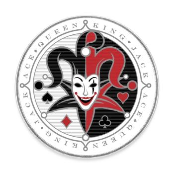 Poker JOKER - Magnet rond - blanc - Devant