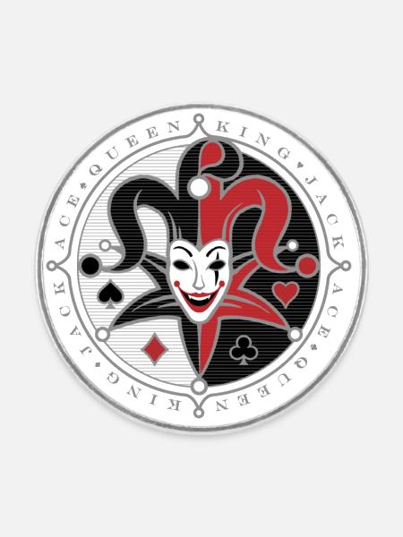 Poker JOKER - Round fridge magnet - white