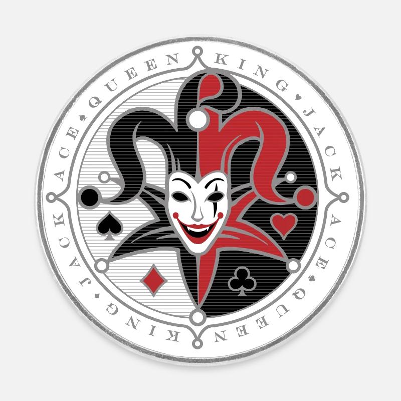Poker JOKER - Round  fridge magnet - white