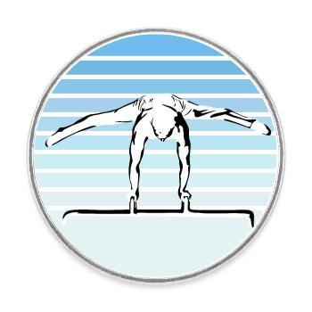 Turnen, Turner - Männer und Jungs; Gymnastics - Runder Kühlschrankmagnet - Weiß - Vorne