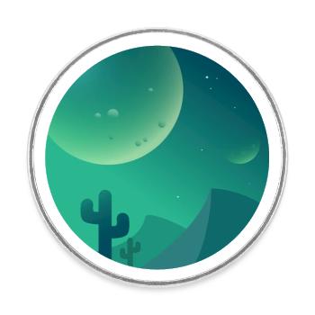 Night desert with cactus - Round  fridge magnet - white - Front