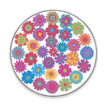 Blumenkreis - Runder Kühlschrankmagnet - Weiß - Vorne