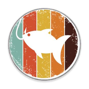 Fishing Plus Vintage Design - Fisch am Haken - Runder Kühlschrankmagnet - Weiß - Vorne