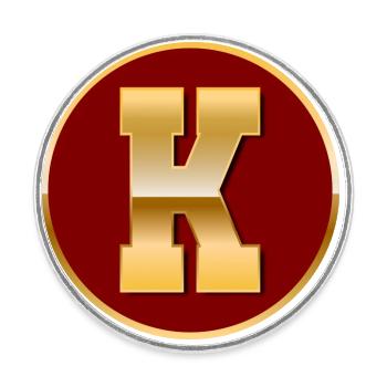 Lettre K - Magnet rond - blanc - Devant