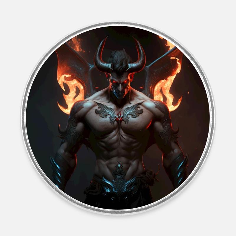 Démon - Magnet rond - blanc