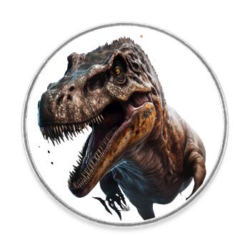 Dino-Träume wahr werden: Der T-Rex - Runder Kühlschrankmagnet - Weiß - Vorne