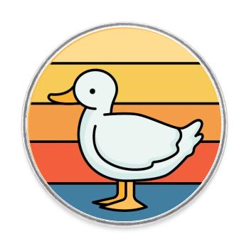 Mignon Canard Vintage Rétro Coucher de Soleil Animal Lover Design - Magnet rond - blanc - Devant