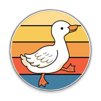 Mignon Canard Vintage Rétro Coucher de Soleil Animal Lover Design - Magnet rond - blanc - Devant