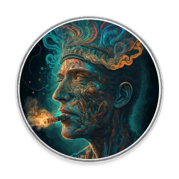 Smoker - Round  fridge magnet - white - Front