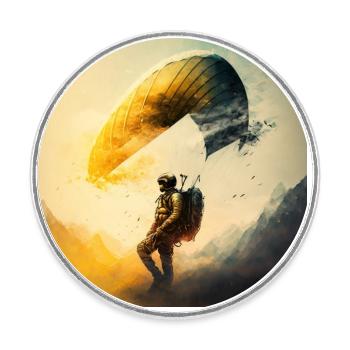 creative and cool paraglider, sport of the skies - Round  fridge magnet - white - Front