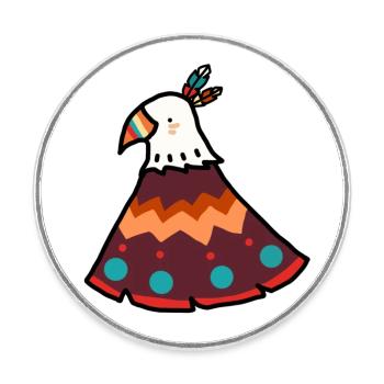 Indianer Vogel - Runder Kühlschrankmagnet - Weiß - Vorne