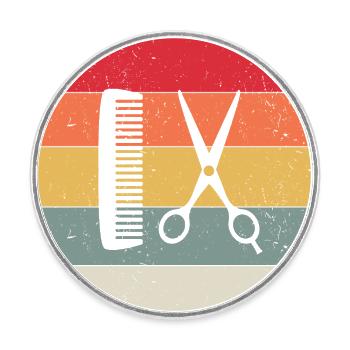 Coiffeur - Magnet rond - blanc - Devant
