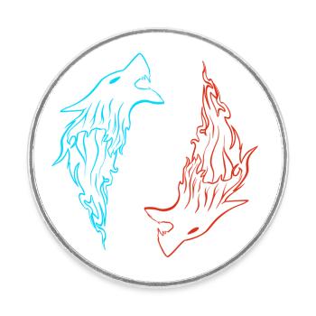 Nordic Wolf FENRIR symmetrisch zweifarbig - Runder Kühlschrankmagnet - Weiß - Vorne