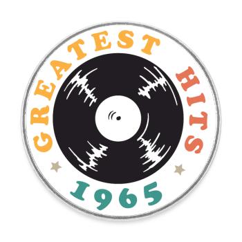 Vintage 1965 - Round  fridge magnet - white - Front