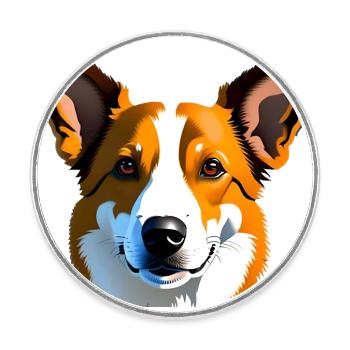 Realistic drawing of light brown dog - Round  fridge magnet - white - Front