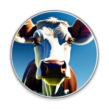 Brown and White Cow - Round  fridge magnet - white - Front