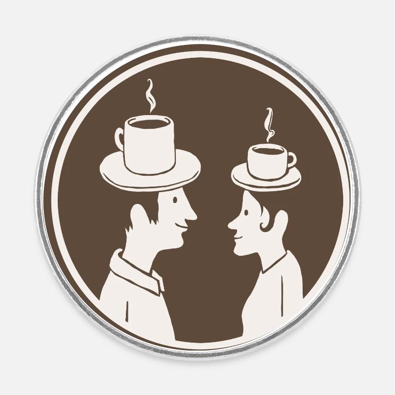 Coffee hats with a rim - Round  fridge magnet - white