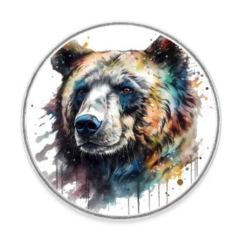 Cooles Buntes Aquarell Bär - Runder Kühlschrankmagnet - Weiß - Vorne