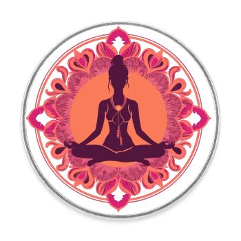 YogaFlair: Lotus-Pose mit Stil, Frau mit Dutt - Runder Kühlschrankmagnet - Weiß - Vorne