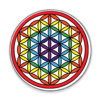 Blume des Lebens - Runder Kühlschrankmagnet - Weiß - Vorne