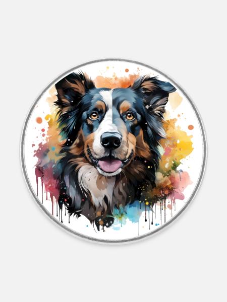 Dog - Round fridge magnet - white