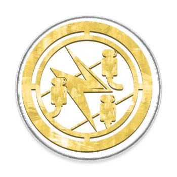 Electrician's Guild Coat of Arms Logo Gold - Round  fridge magnet - white - Front