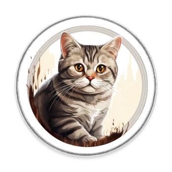 Chat américain à poil court - Magnet rond - blanc - Devant
