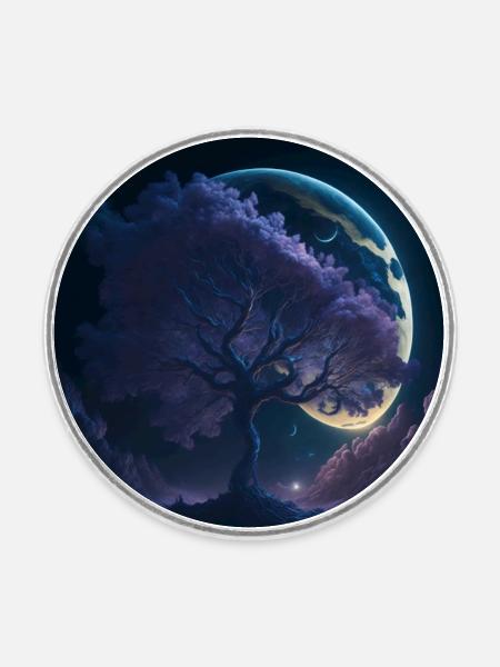 Baum des Lebens - Runder Kühlschrankmagnet - Weiß