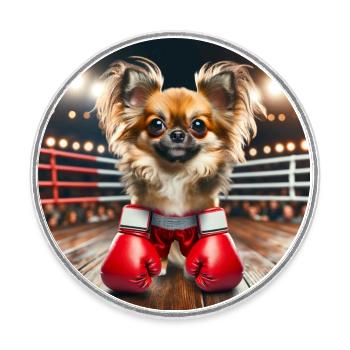 Boxe Chihuahua - Magnet rond - blanc - Devant