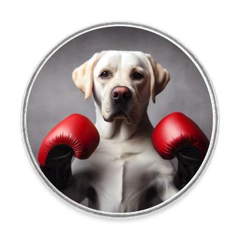 Boxing Labrador - Runder Kühlschrankmagnet - Weiß - Vorne