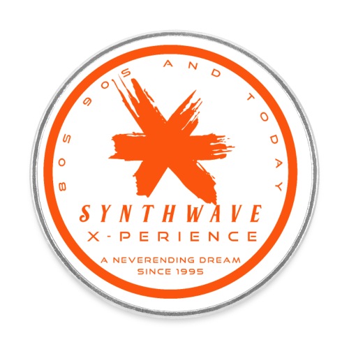 synthwave orange button - Runder Kühlschrankmagnet
