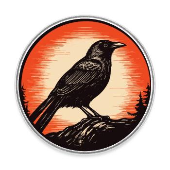 Evening Watchman - Round  fridge magnet - white - Front