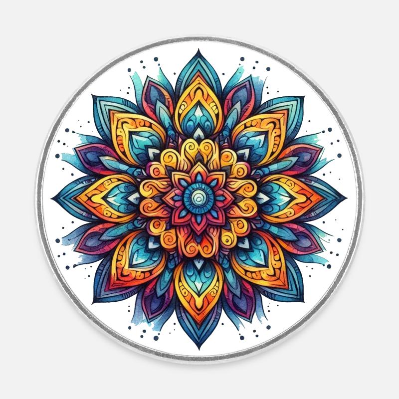 Mandala Harmony - Round  fridge magnet - white