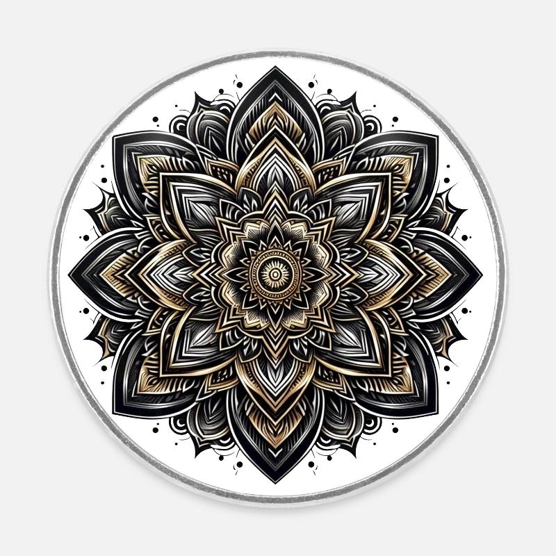 Mandala Harmony middle - Round  fridge magnet - white